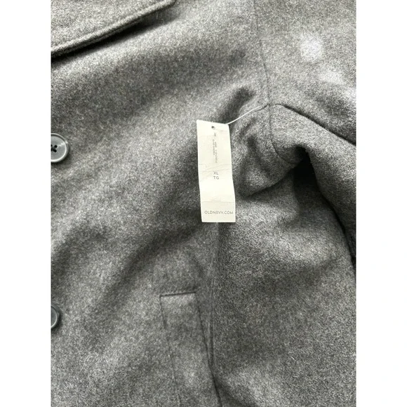 Old Navy Womens Grey Wool Blend Double Breasted Pea Coat Jacket XL NEW - Picture 3 of 4